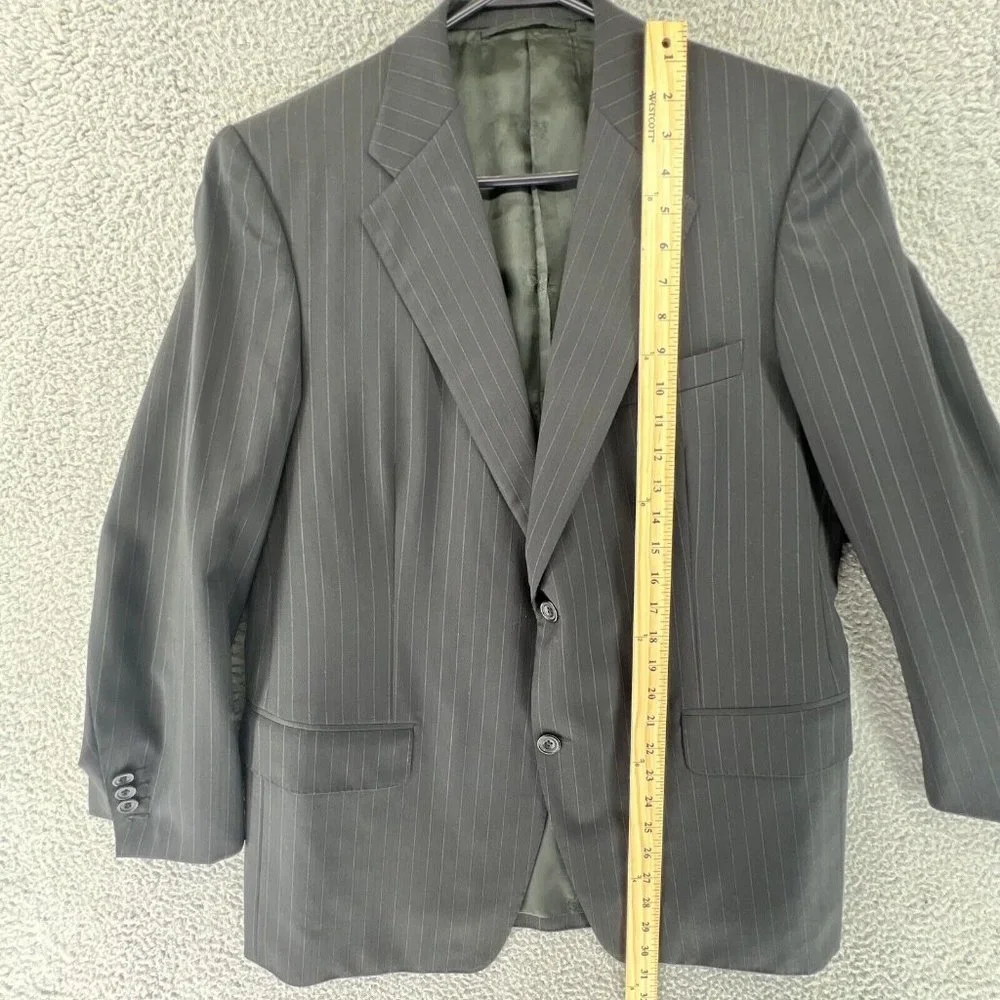 Ermemegildo Zegna Heritage Wool Mens Black Stripe Jacket Sport Coat‎ 42R READ